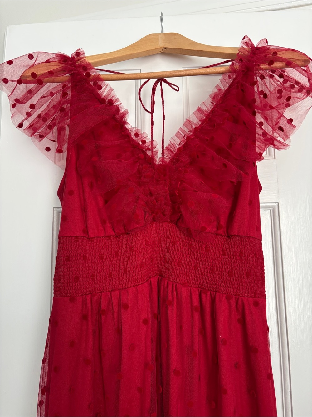 Adrianna by Adrianna Papell Dot Tulle Ruffle Dress in Size 4 NWT - Picture 14 of 16
